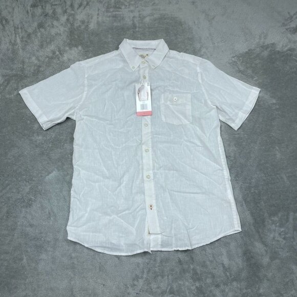 Original Weatherproof Vintage Mens Washable Linen Shirt Button-Down M a0285 - Picture 1 of 7